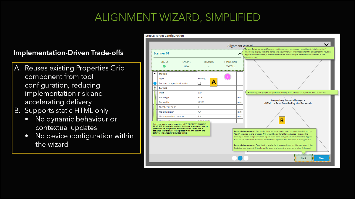 Simplified Alignment Wizard design using existing components to reduce implementation risk.